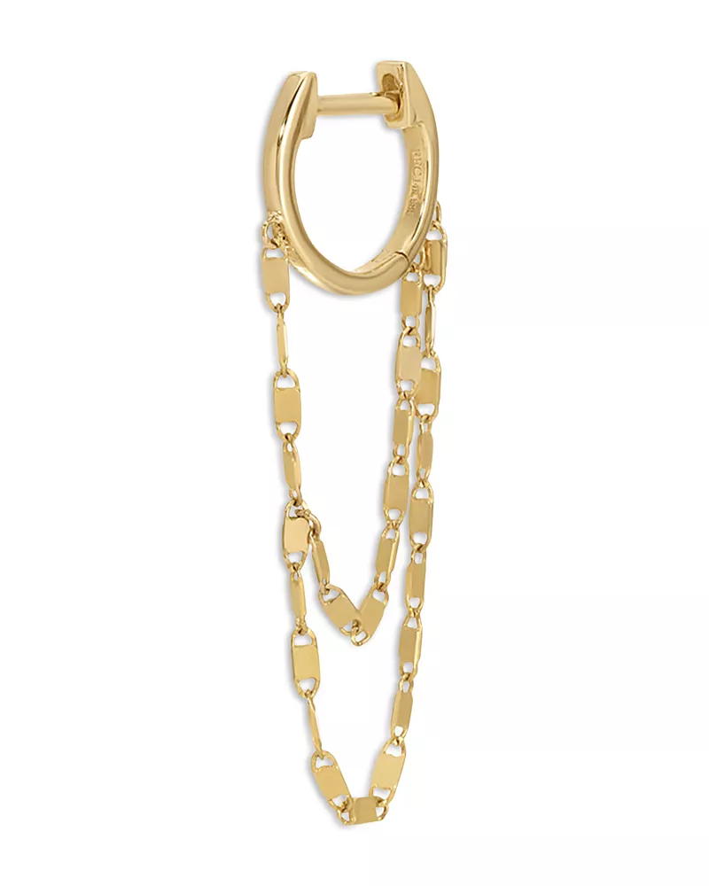 Ef Collection 14K Yellow Gold Multi Chain Huggie Hoop Earring