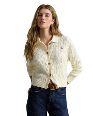 Polo Collar Cabled Cardigan