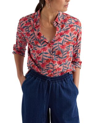  Larissa Crinkled Cotton 3/4 Sleeve Shirt