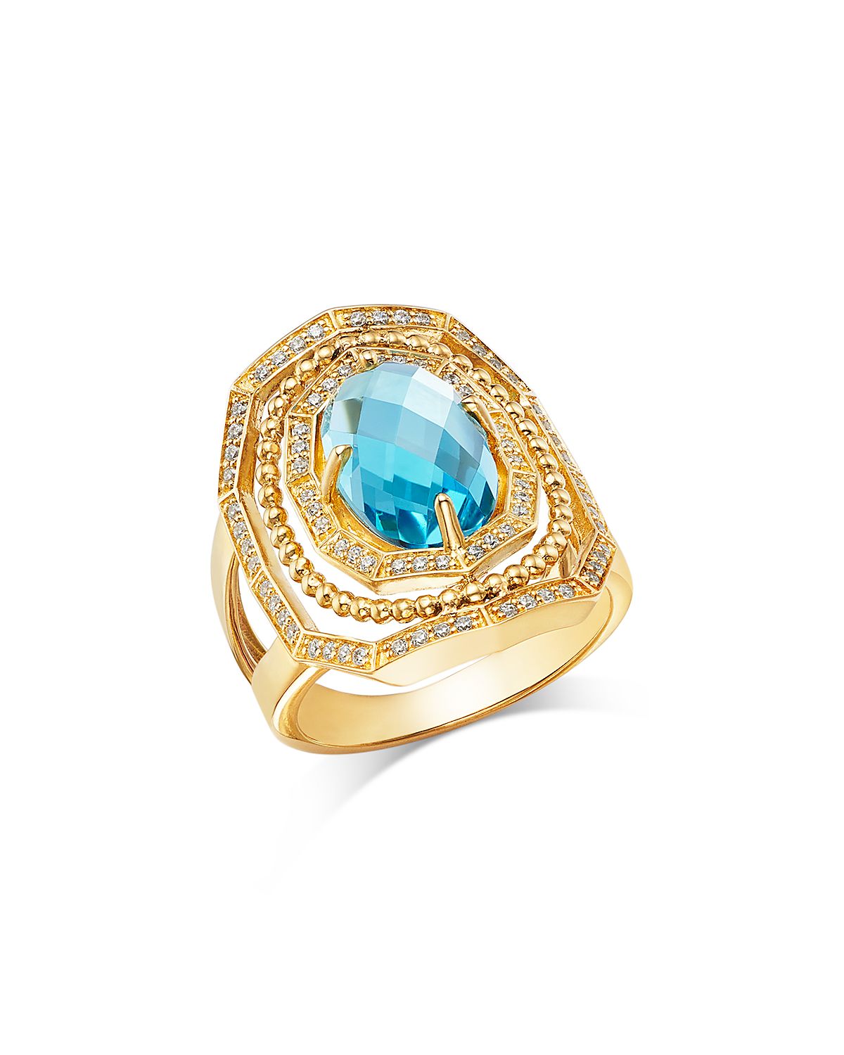 Bloomingdale's Fine Collection Blue Topaz & Diamond Art Deco Ring