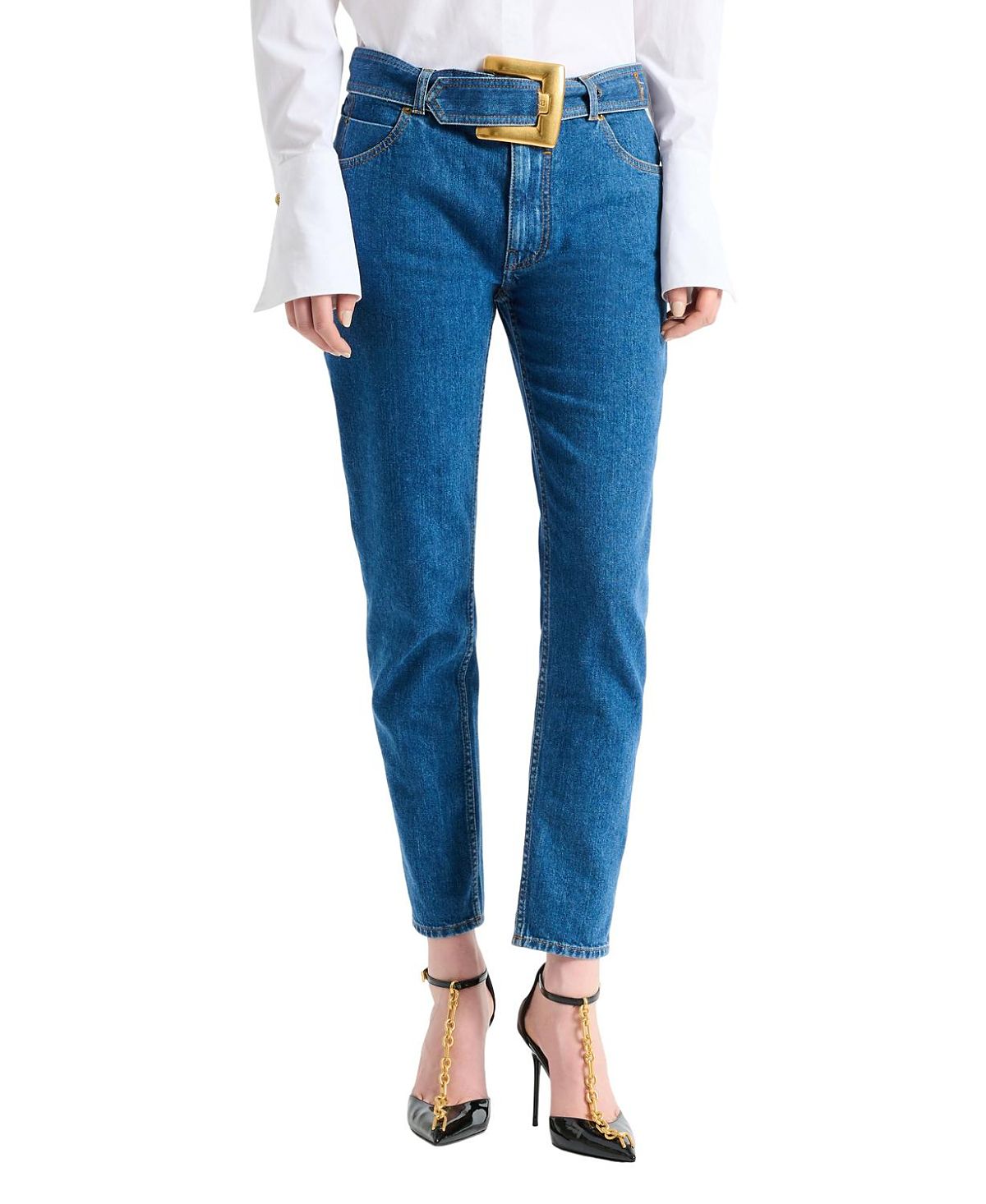 Balmain Belted Denim Jeans