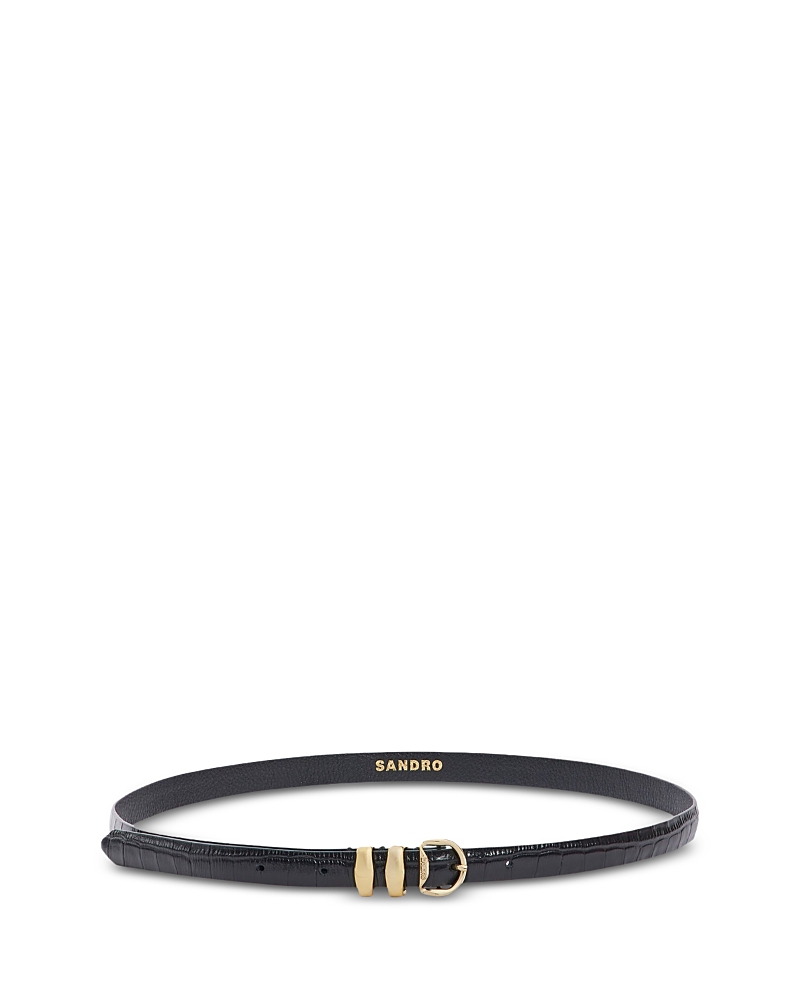 Sandro Women's Flo Croc Embossed Leather Belt