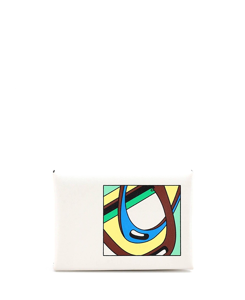 Pre-owned Pre-owned Hermes Hermes Calvi Duo Card Holder Printed Leather In Multi