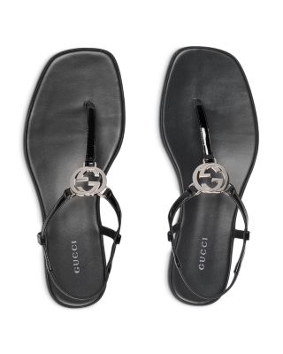 GUCCI （グッチ）ブラック エスパドリーユ レ ザー ミュール レディース Gucci Women's GG Ease June Sandals | Bloomingdale's Shoes