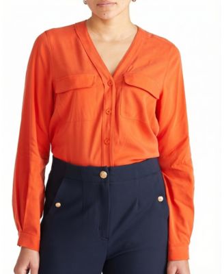 Women's Plus Cooling Stretch Cupro Button-Down Blouse