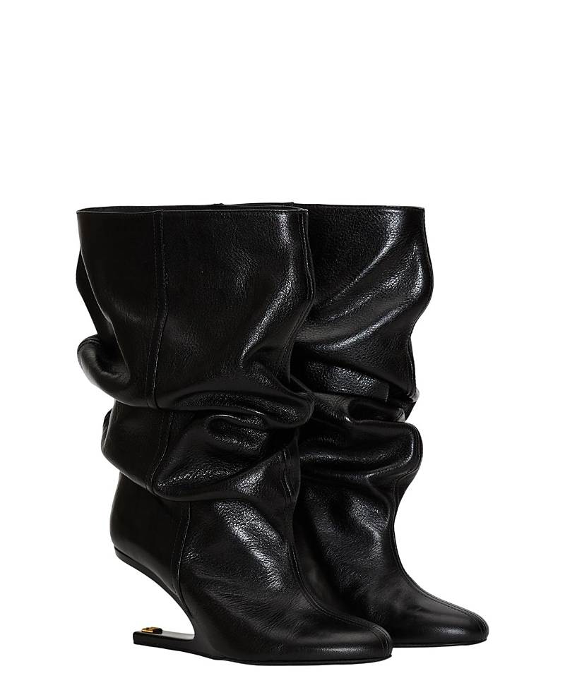 Balmain Women's No Wedge Textured Leather Ankle Boots