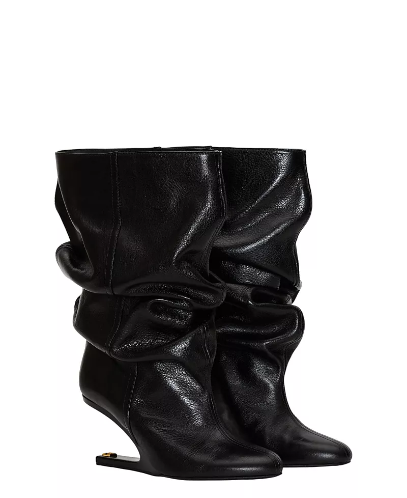 Balmain Women's No Wedge Textured Leather Ankle Boots