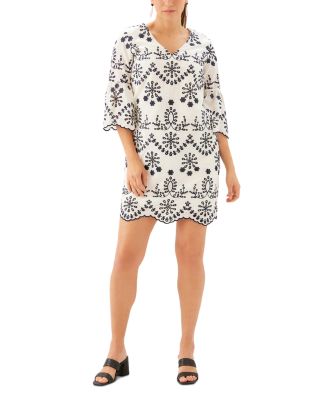 Flare Sleeve Embroidered Dress
