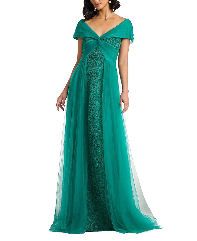 Tadashi Shoji Parello Lotus Embroidered Tulle Gown