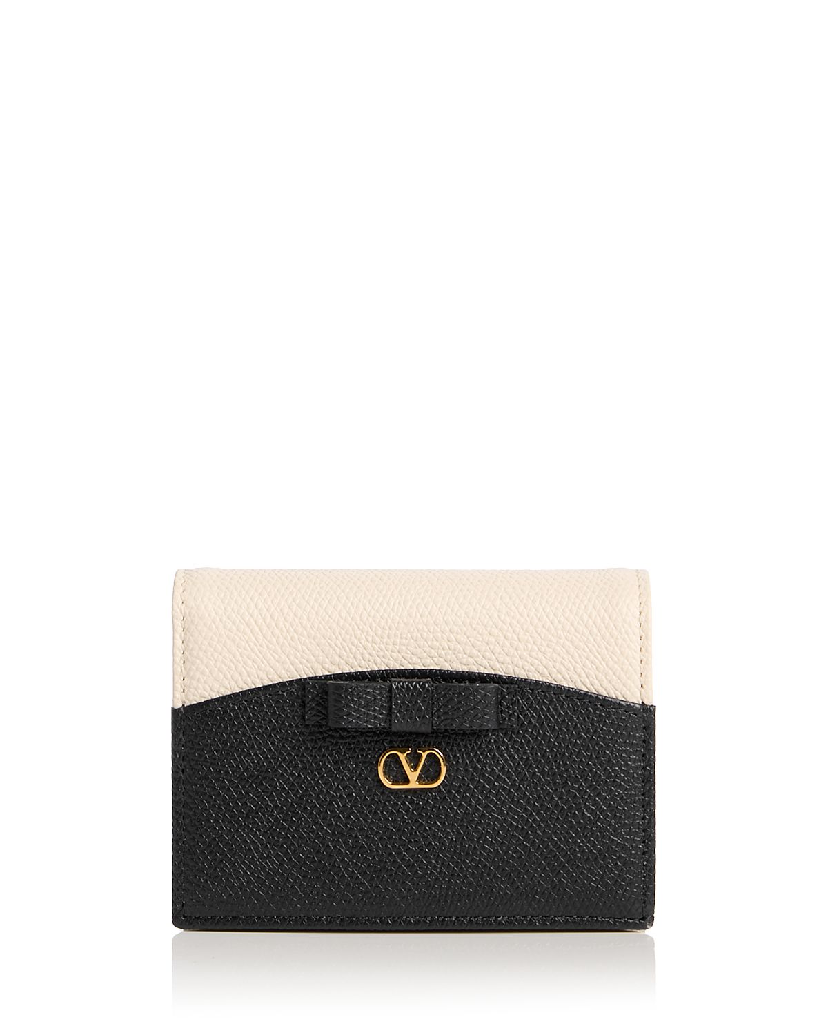 Valentino Garavani VLogo Bow Leather Bifold Compact Wallet