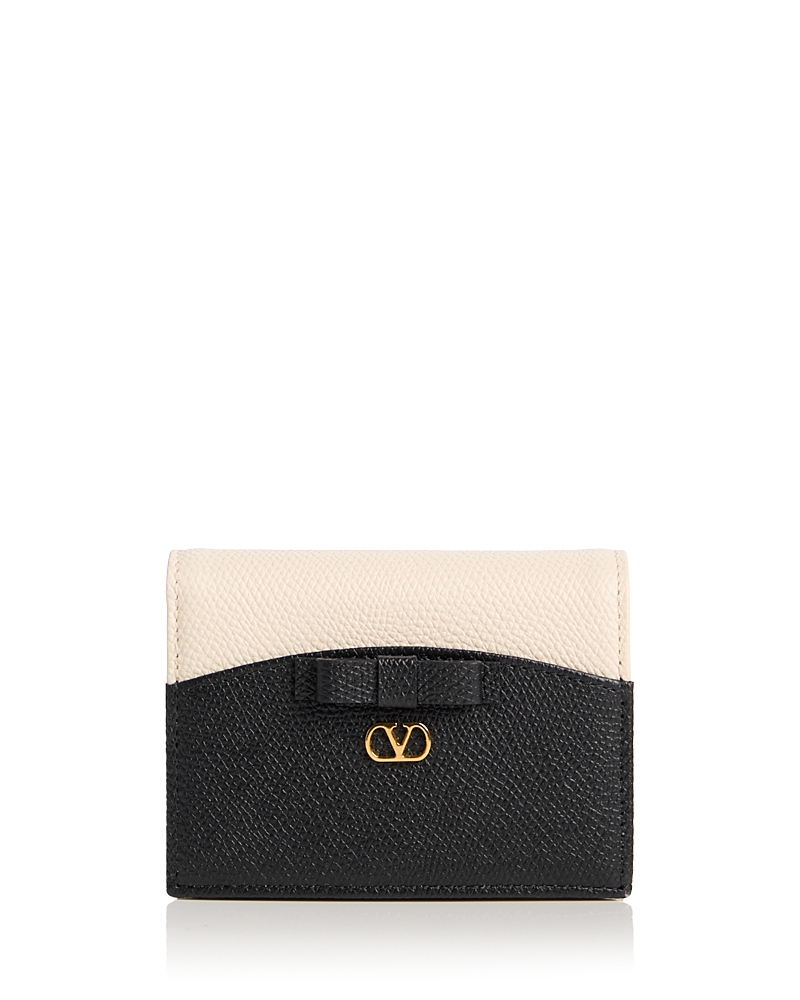 Valentino Garavani VLogo Bow Leather Bifold Compact Wallet