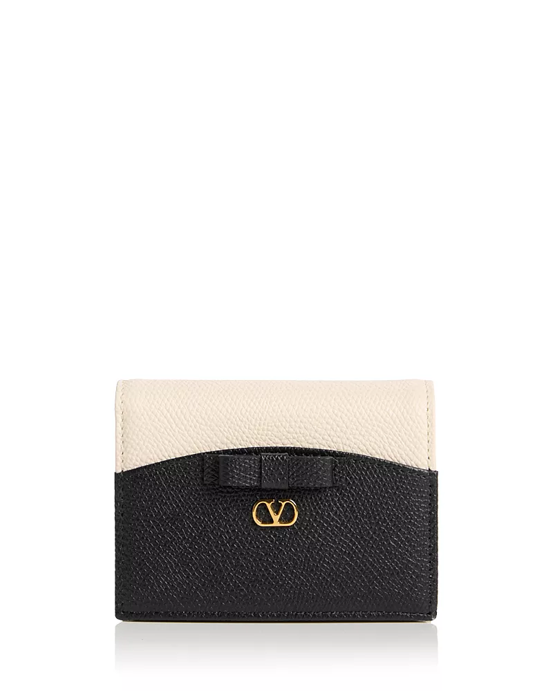 Valentino Garavani VLogo Bow Leather Bifold Compact Wallet