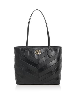VLogo Jean Medium Leather Shopping Tote