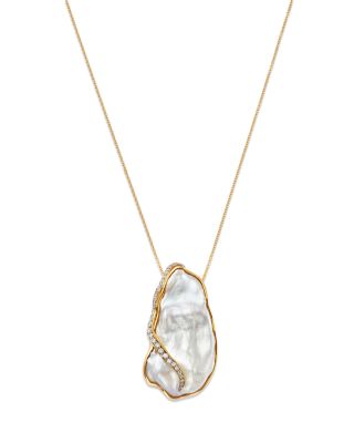 18K Yellow Gold Sea Cultured Freshwater Pearl & Diamond Pendant Necklace, 20"