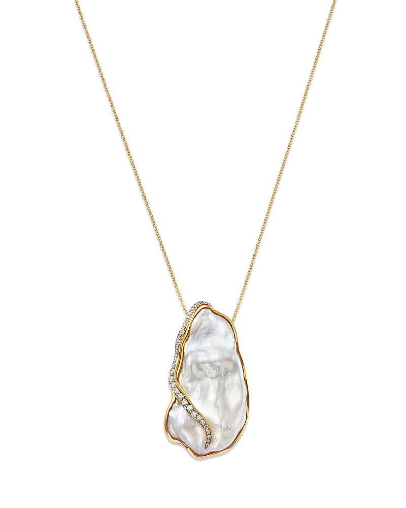 Jorge Adeler 18K Yellow Gold Sea Cultured Freshwater Pearl & Diamond Pendant Necklace, 20