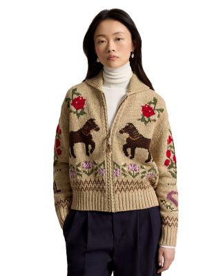 Intarsa Knit Shawl Cardigan Sweater