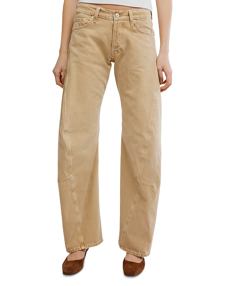 Free People Fable Low Rise Twisted Seam Jeans in Oat Latte