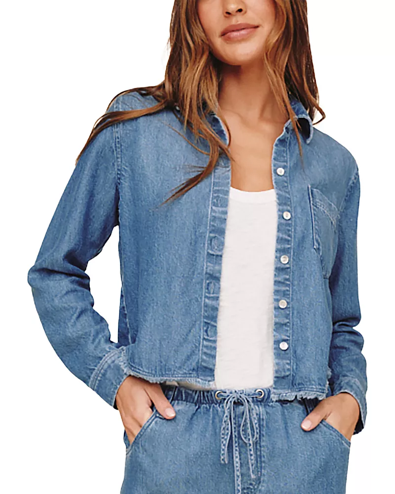 Bella Dahl Fray Hem Cropped Button Down Shirt