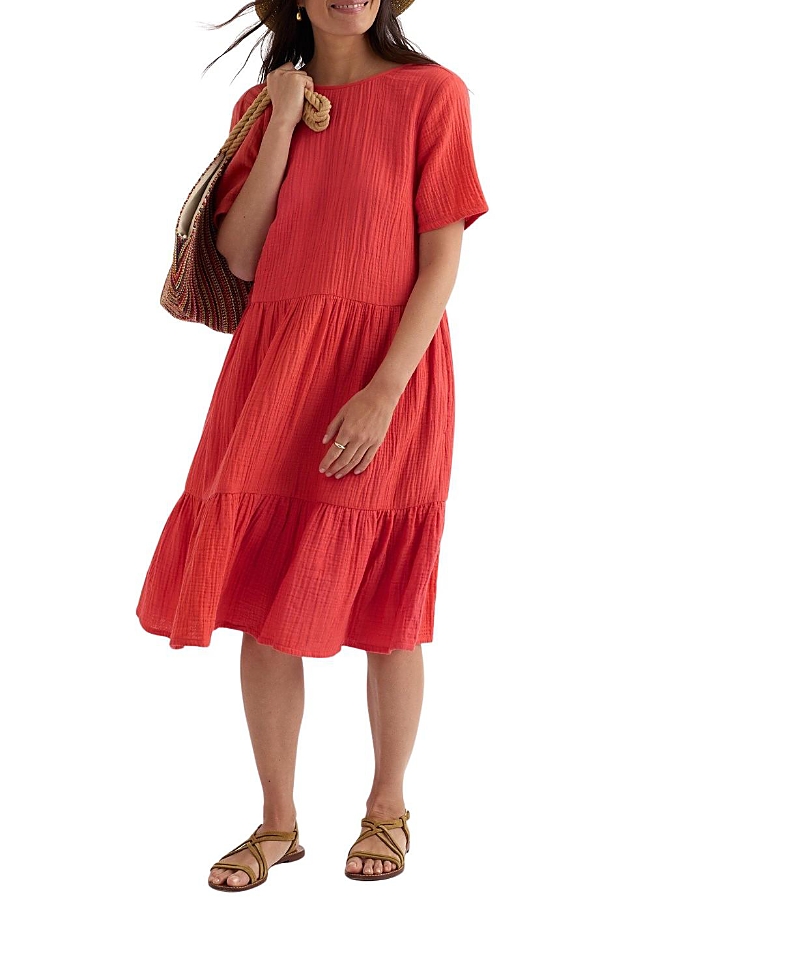 Seasalt Cornwall Pebble Comb Double Gauze Dress In Red