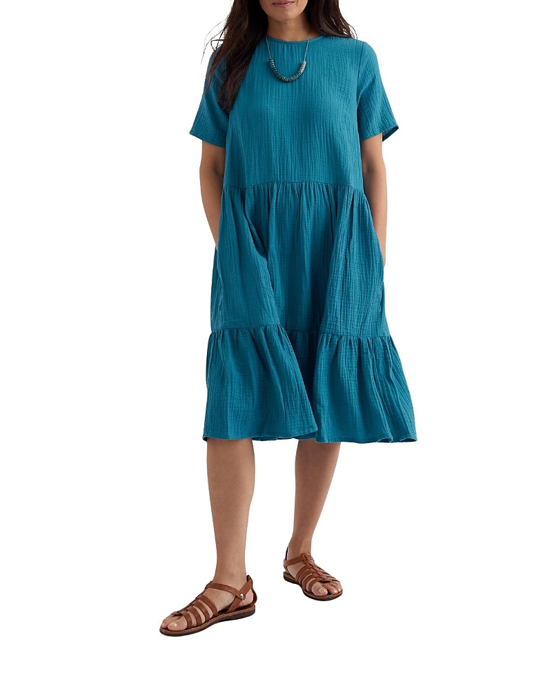 Seasalt Cornwall Pebble Comb Double Gauze Dress In Blue