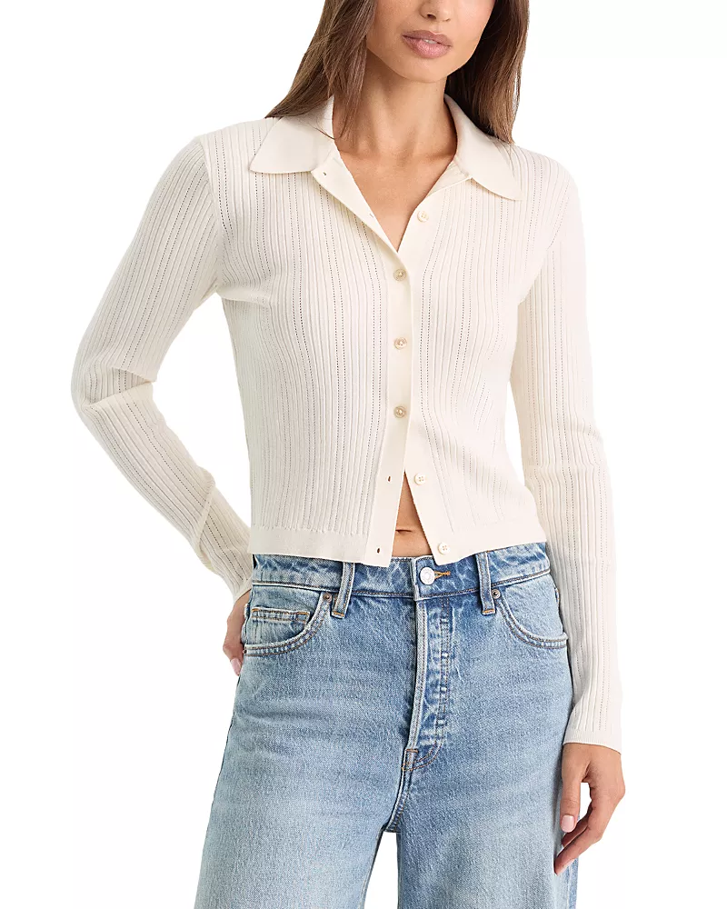 Good American The Ladder Rib Cardigan Sweater