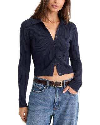 Good American — Good American The Ladder Rib Cardigan Sweater