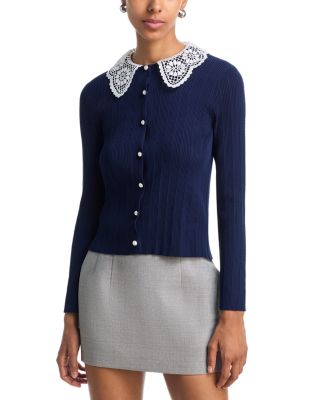 Lace Collar Pointelle Cardigan - Exclusive