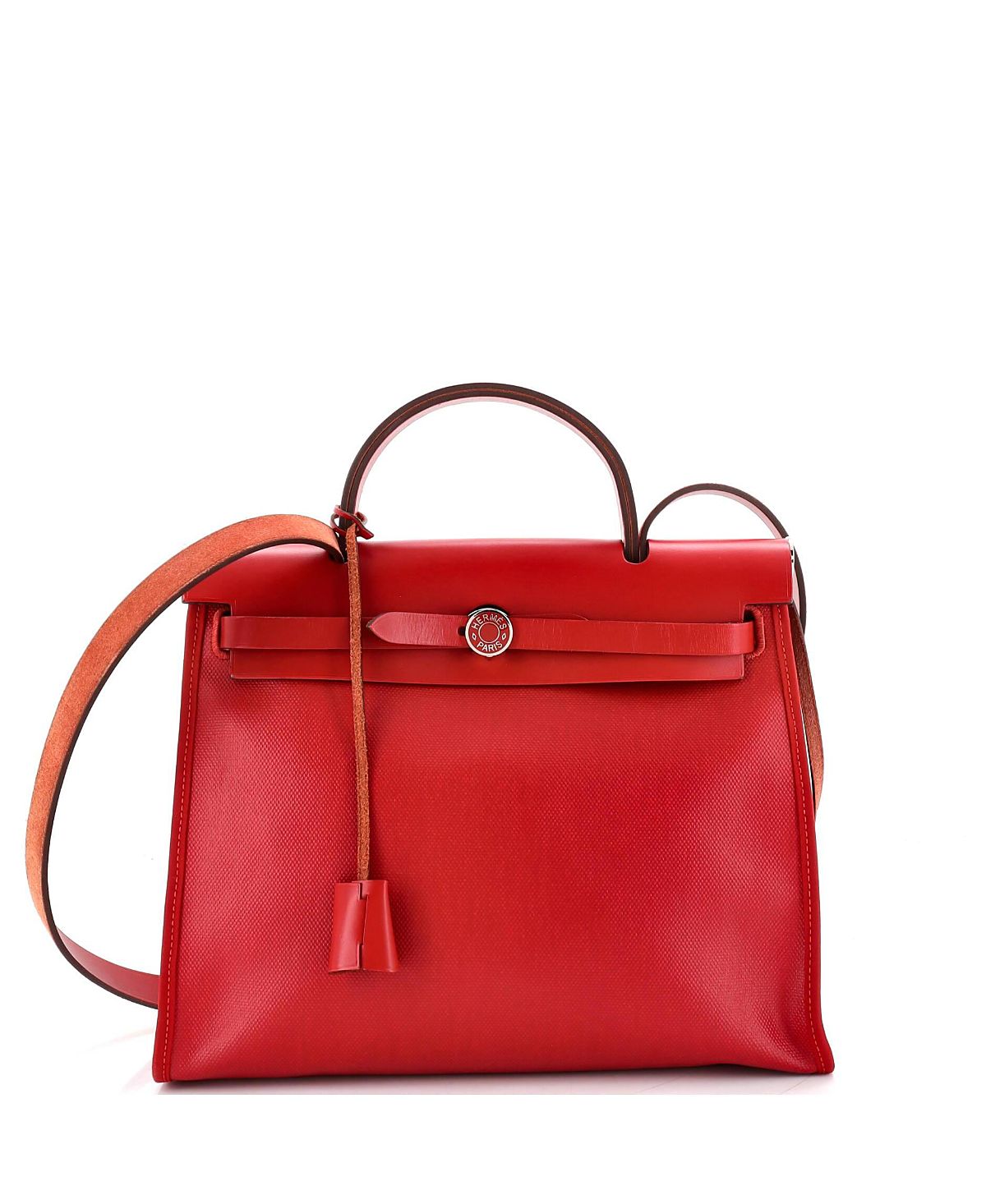 Pre-Owned HERMES 31 Herbag Zip Berline Vache Canvas and Leather