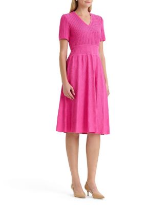 pink fit and flare dress plus size Plus Size Fit-N-Flare Diamond Pointelle Soft Knit Dress