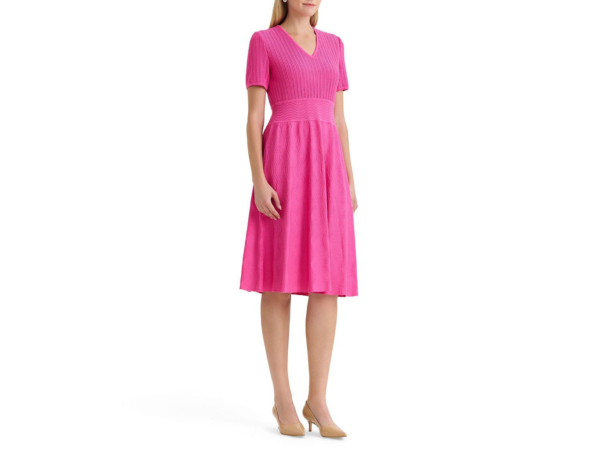 Plus Size Multi-Stitch Soft Knit Fit and Flare Dress — Image 4