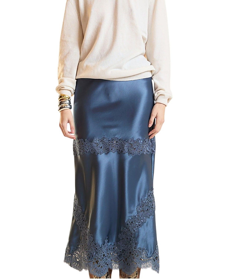 Cynthia Rowley Satin Lace Skirt