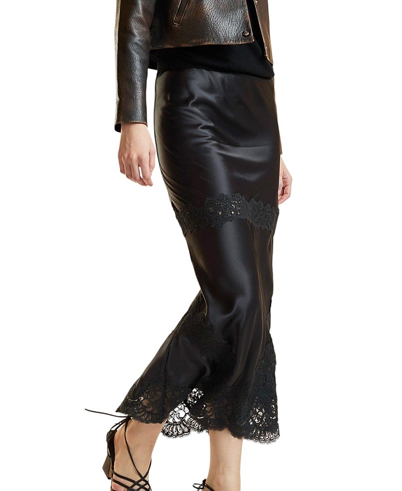 Cynthia Rowley Satin Lace Skirt