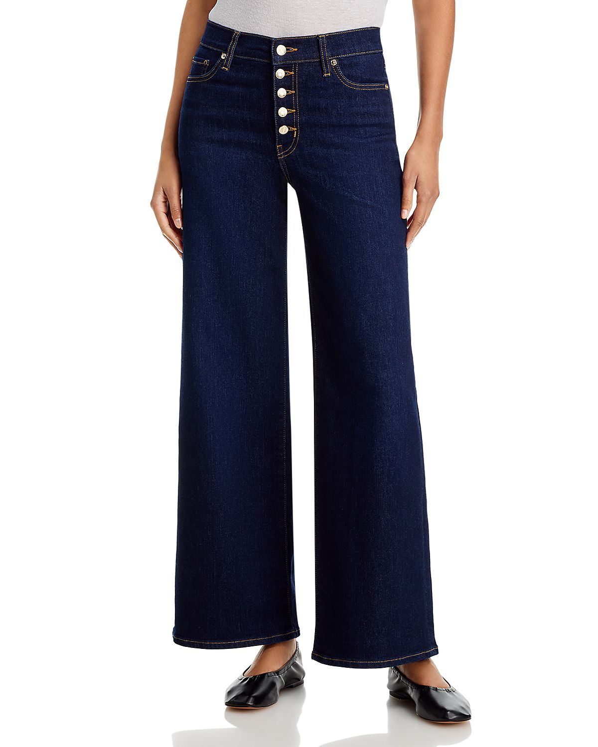 Frame Le Slim Palazzo High Rise Exposed Button Jeans