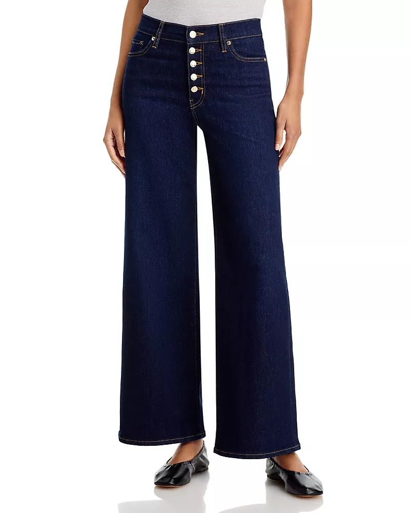 Frame Le Slim Palazzo High Rise Exposed Button Jeans in Fairway