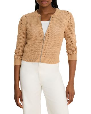 Zip Front Mesh Cardigan Sweater