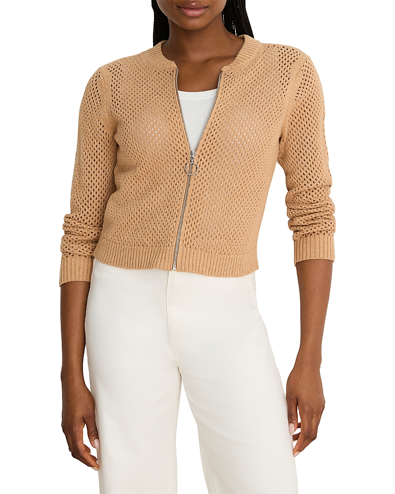 Nic+Zoe Zip Front Mesh Cardigan Sweater