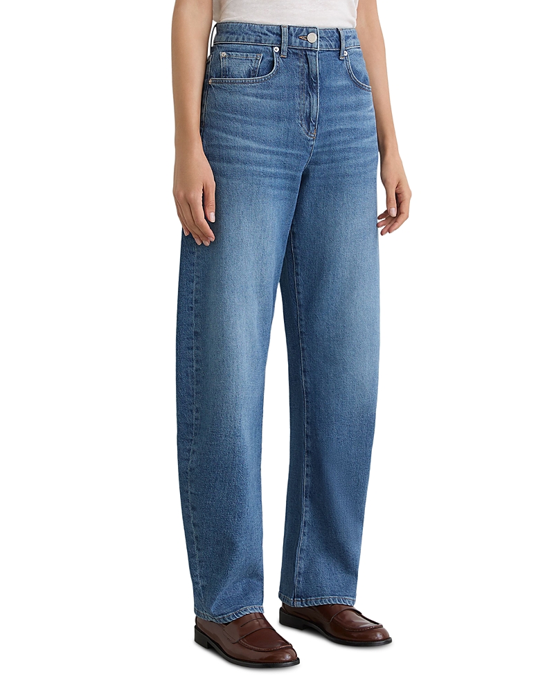 Reiss Sabel High Rise Barrel Jeans in Mid Blue