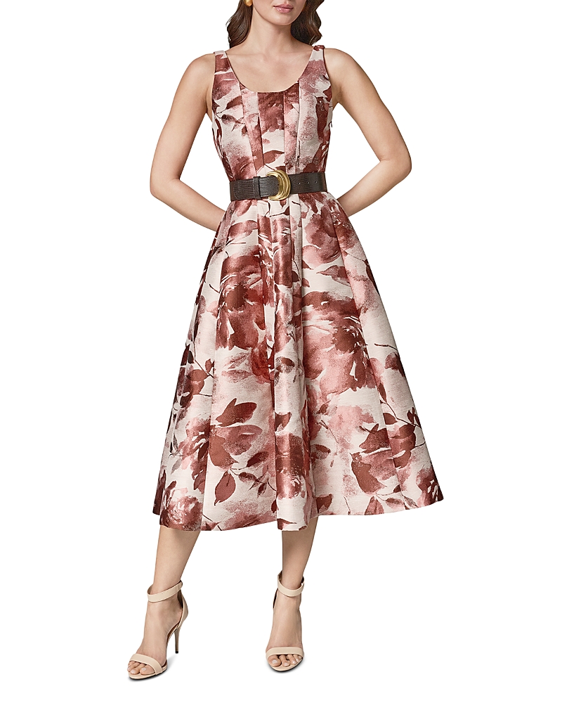 Donna Karan Belted Paneled Midi Dress
