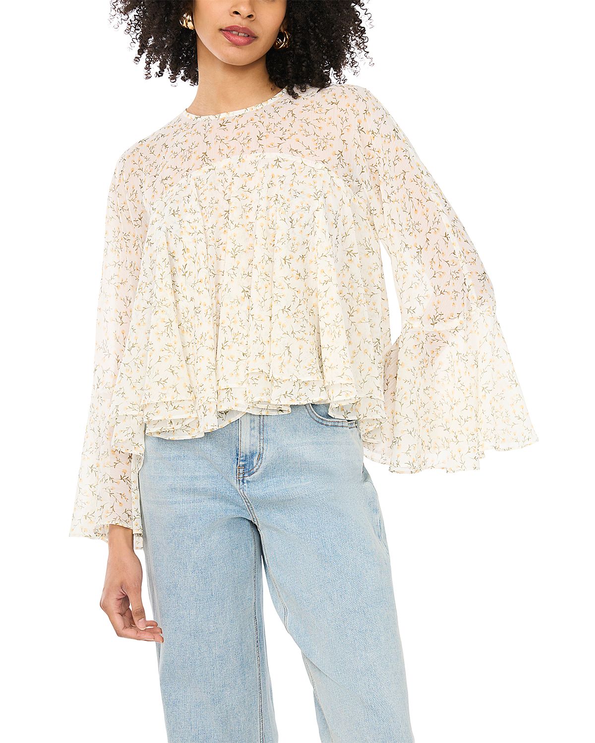 1.state Long Sleeve Ruffle Blouse