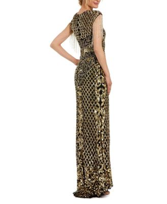 sl fashions dresses SL FASHIONS Women's Glitter Flutter Sleeve Mesh Gown - Purple main image 0