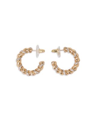 Pav&eacute; Twist Hoop Earrings