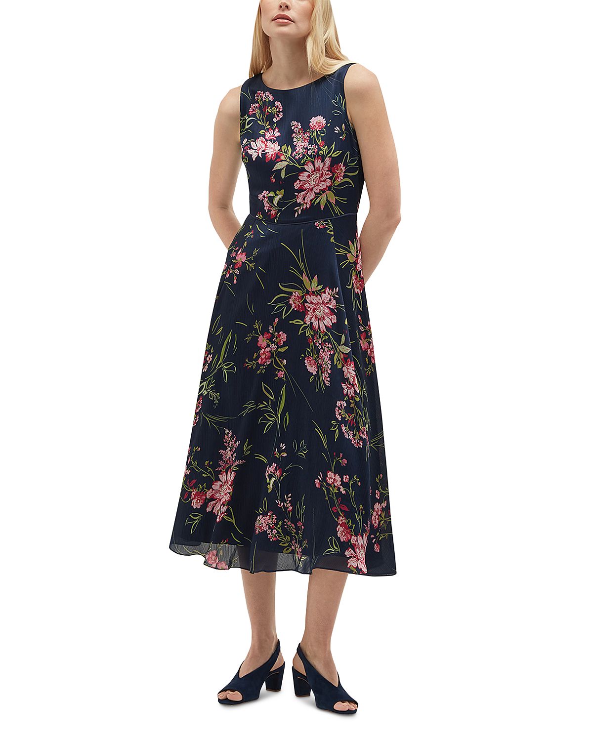Hobbs London Carly Textured Satin Dress