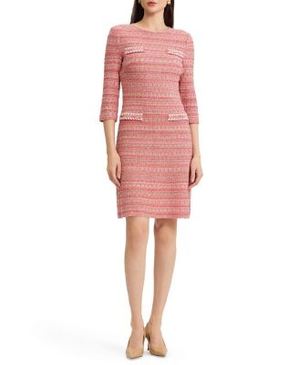  Whipstitch Tweed Knit Sheath Dress