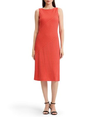 Striped Lined Soft Knit Midi Dress