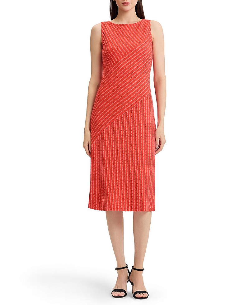 Misook Striped Lined Soft Knit Midi Dress