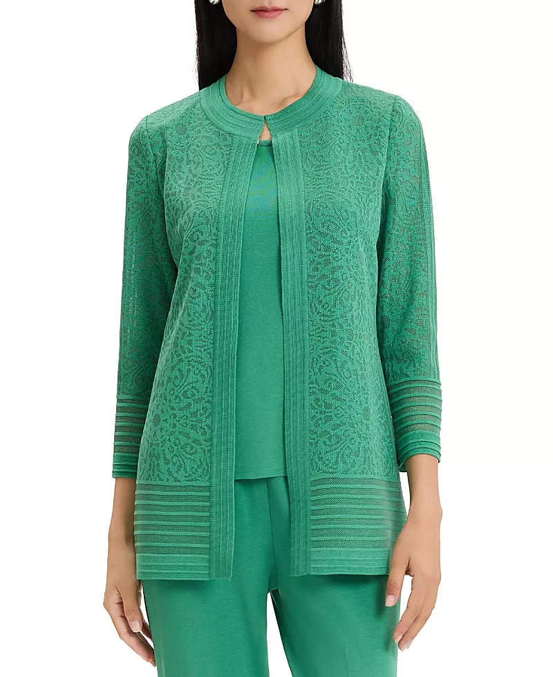 Ming Wang Plus Burnout Knit Jacket