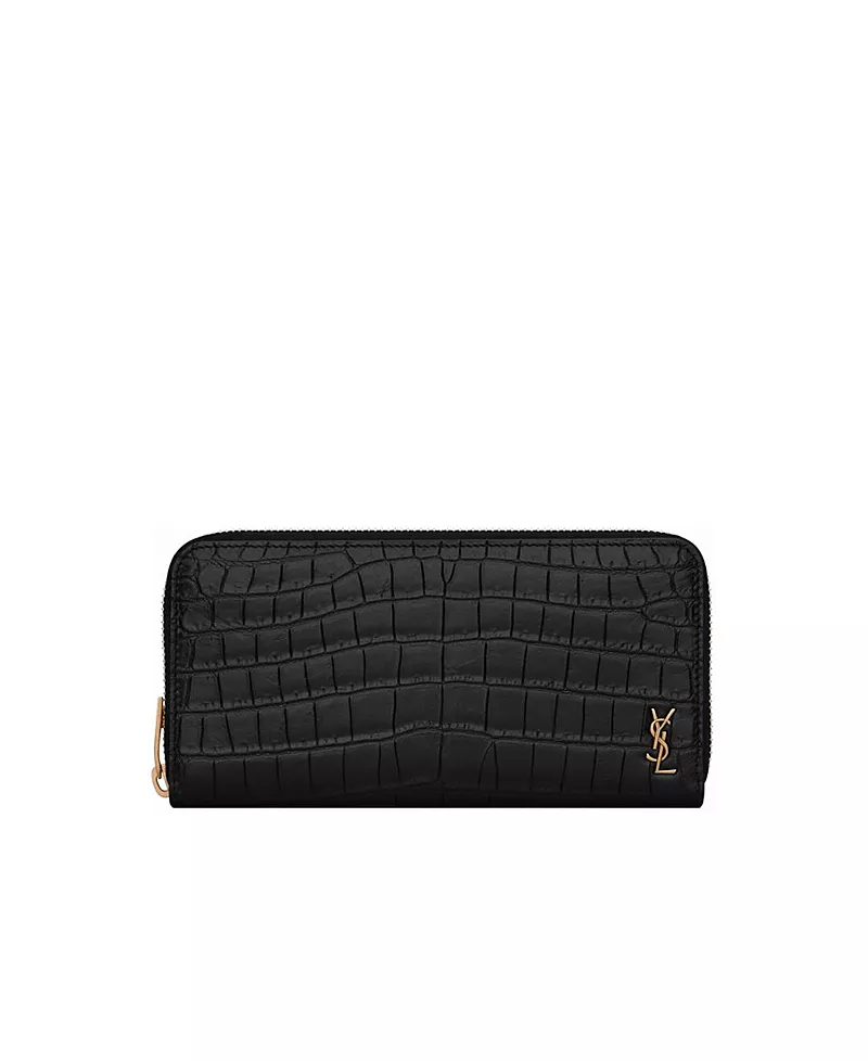 Saint Laurent Tiny Cassandre Zip-Around Wallet