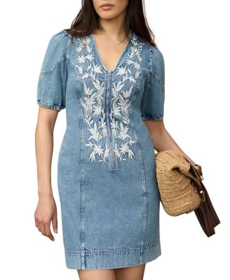Women's Embroidered Denim Mini Dress