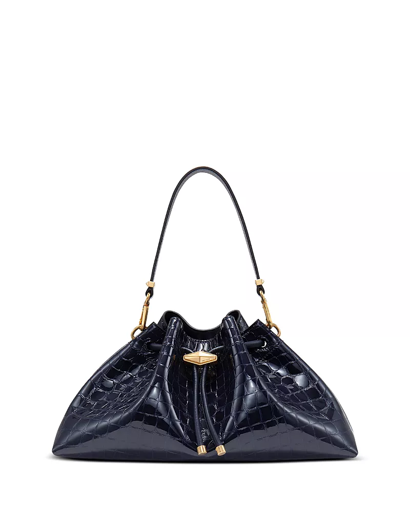 Jimmy Cinch Medium Shiny Embossed Leather Shoulder Bag