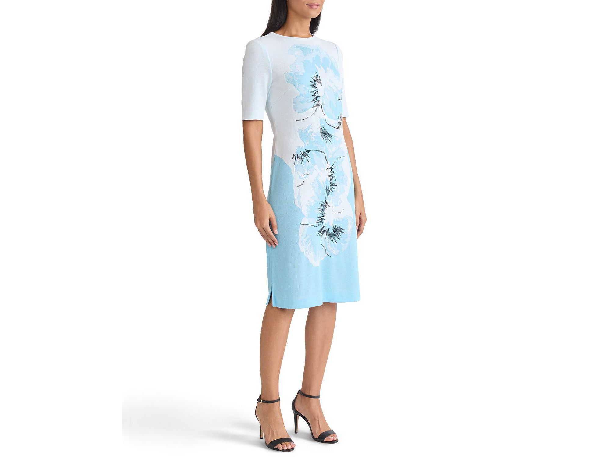 Plus Bold Floral Jacquard Knit Sheath Dress — Image 4